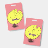 かわいいネズミとチーズの漫画イラスト バッジ (正面＆裏面)