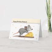 かわいいネズミとチーズパーソナライズされた誕生日 カード (正面)