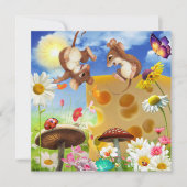 かわいいネズミとチーズファンタジーアートフラットカード (正面)