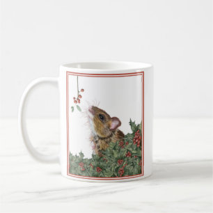 かわいいネズミとホリークリスマスマグカップ コーヒーマグカップ