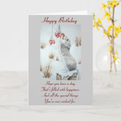 かわいいネズミと赤い果実の雪のシーン野生動物 カード (黄色い花)