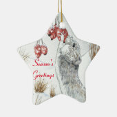 かわいいネズミと赤い果実の雪のシーン野生動物 セラミックオーナメント (右)