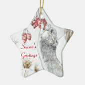 かわいいネズミと赤い果実の雪のシーン野生動物 セラミックオーナメント (左)