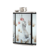 かわいいネズミと赤い果実の雪のシーン野生動物 フラスク (左)