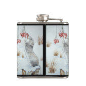 かわいいネズミと赤い果実の雪のシーン野生動物 フラスク (裏面)