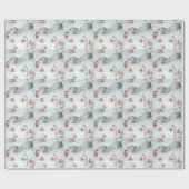 かわいいネズミと赤い果実の雪のシーン野生動物 ラッピングペーパー (フラット)