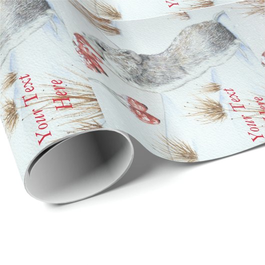 かわいいネズミと赤い果実の雪のシーン野生動物 ラッピングペーパー (ロールコーナー)