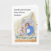 かわいいネズミのおみやげ、新しい学校のゴッドソン カード (正面)