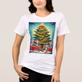 かわいいネズミのクッキー クリスマスツリー お祭り気分 トライブレンドTシャツ