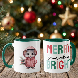 かわいいネズミのクリスマスおめでたいデザイン マグカップ