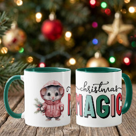 かわいいネズミのクリスマスマジック マグカップ