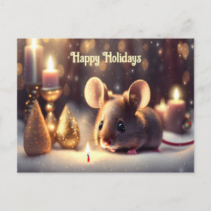 かわいいネズミのクリスマス祝い ポストカード