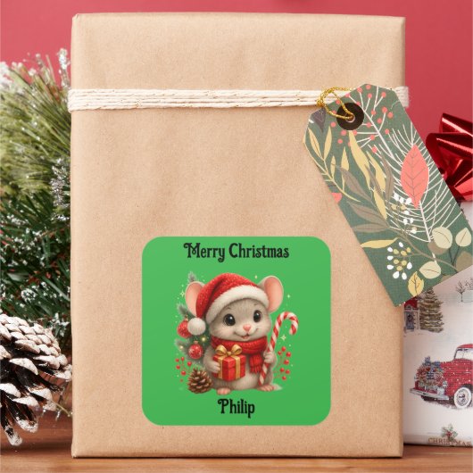 かわいいネズミのクリスマス ステッカー (クリスマス)