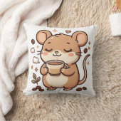 かわいいネズミのコーヒー枕 クッション (ブランケット)