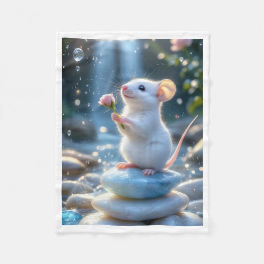 かわいいネズミのシャギーランスロー フリースブランケット (正面)