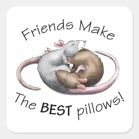 かわいいネズミのステッカー スクエアシール (正面)