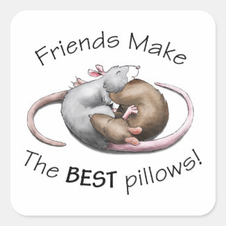 かわいいネズミのステッカー スクエアシール