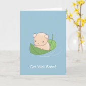 かわいいネズミのハムスターが上手く浮空白のく カード (黄色い花)