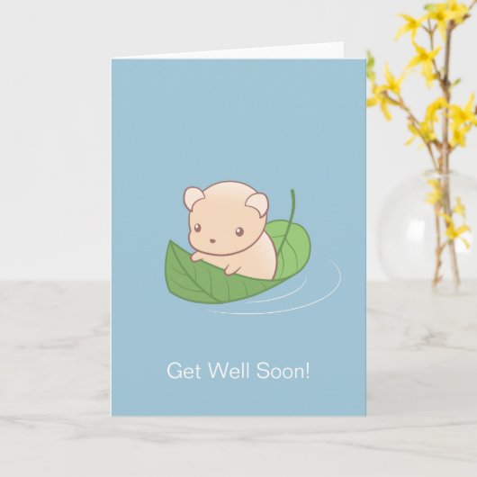 かわいいネズミのハムスターが上手く浮空白のく カード (黄色い花)