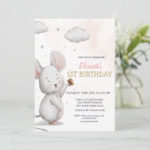 かわいいネズミのボーダー 誕生日 招待状 (スタンド正面)