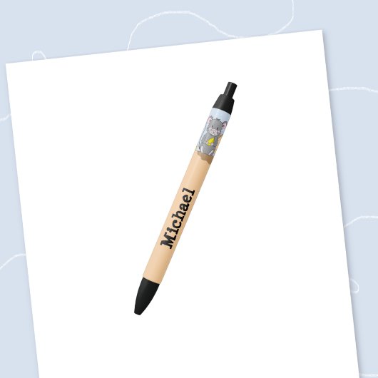 かわいいネズミの子ペパーソナライズされたン 黒ボールペン
