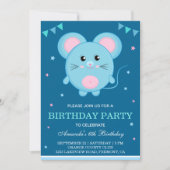 かわいいネズミの子供の誕生日パーティーの招待状 招待状 (正面)