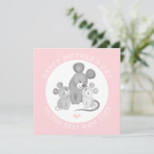 かわいいネズミの母とベビーピンクの母の日 シーズンカード (スタンド正面)