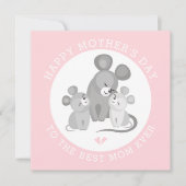 かわいいネズミの母とベビーピンクの母の日 シーズンカード (正面)
