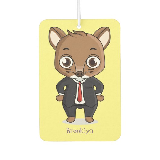 かわいいネズミの漫画イラストレーション カーエアーフレッシュナー (正面)