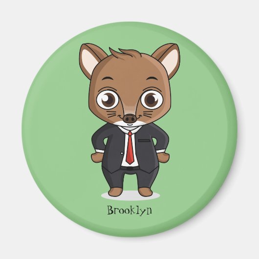 かわいいネズミの漫画イラストレーション マグネット (正面)