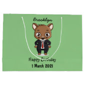 かわいいネズミの漫画イラストレーション ラージペーパーバッグ (裏面)