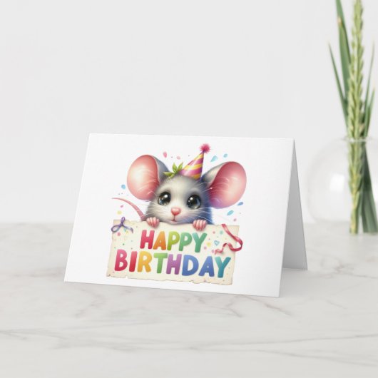 かわいいネズミの誕生日カード カード (正面)