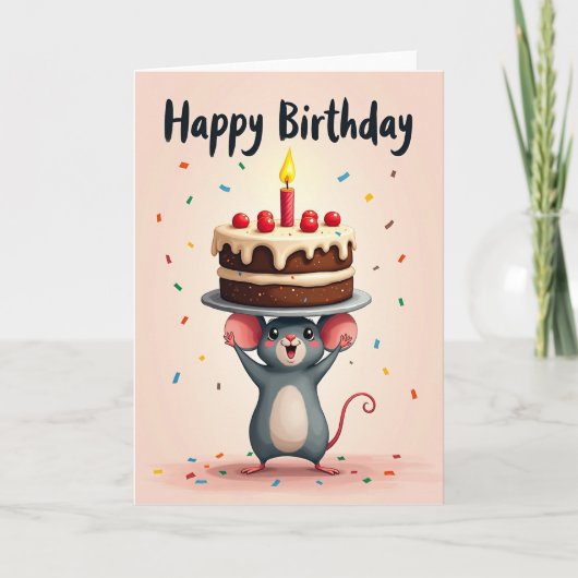 かわいいネズミの誕生日カード カード (正面)