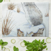 かわいいネズミの赤い果実の雪のシーン野生動物 キッチンタオル (折り畳み)