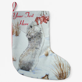 かわいいネズミの赤い果実の雪のシーン野生動物 スモールクリスマスストッキング