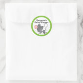 かわいいネズミの赤ちゃんシャワー(青) ラウンドシール (バッグ)