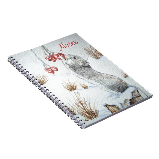 かわいいネズミの雪のシーン写真野生動物 ノートブック (右側)