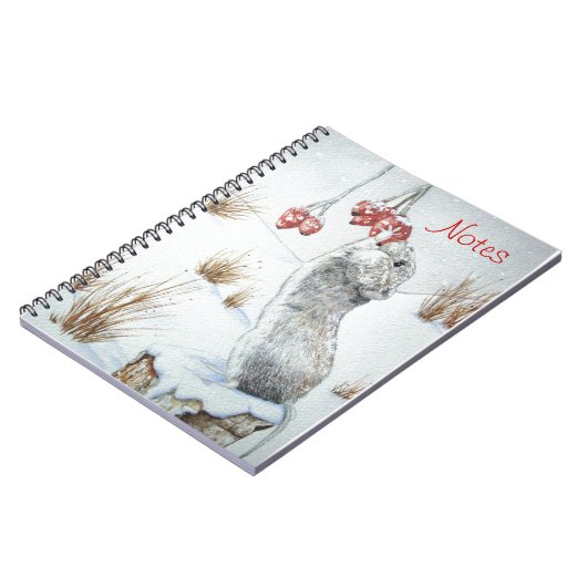 かわいいネズミの雪のシーン写真野生動物 ノートブック (左側)