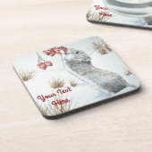 かわいいネズミの雪のシーン冬のクリスマス コースター (左側)