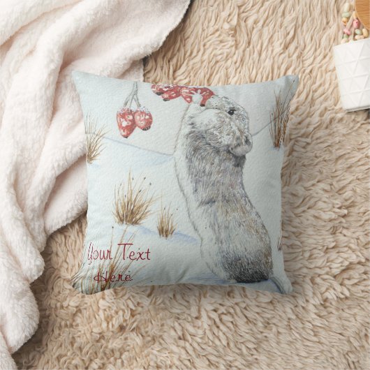 かわいいネズミの雪のシーン季節の野生動物写真 クッション (ブランケット)