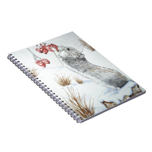 かわいいネズミの雪のシーン季節の野生動物 ノートブック (右側)