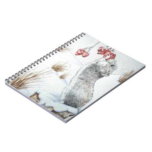 かわいいネズミの雪のシーン季節の野生動物 ノートブック (左側)