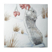 かわいいネズミの雪景色 タイル (正面)