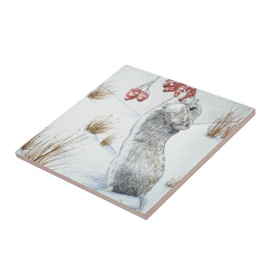 かわいいネズミの雪景色 タイル (側面)