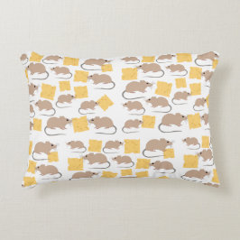 かわいいネズミの食べ齧歯動物のチーズパターン アクセントクッション
