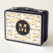 かわいいネズミの食べ齧歯動物のチーズパターン メタルランチボックス (裏面)