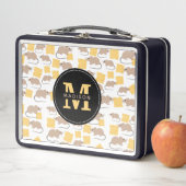 かわいいネズミの食べ齧歯動物のチーズパターン メタルランチボックス (インサイチュ)