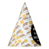 かわいいネズミの食べ齧歯動物のチーズ誕生日 パーティーハット (左)