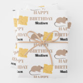 かわいいネズミの食べ齧歯動物のチーズ誕生日 ラッピングペーパーシート (インサイチュ)