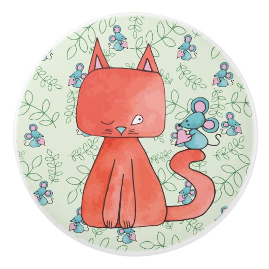 かわいいネズミは子ネコが大好き セラミックノブ (正面)